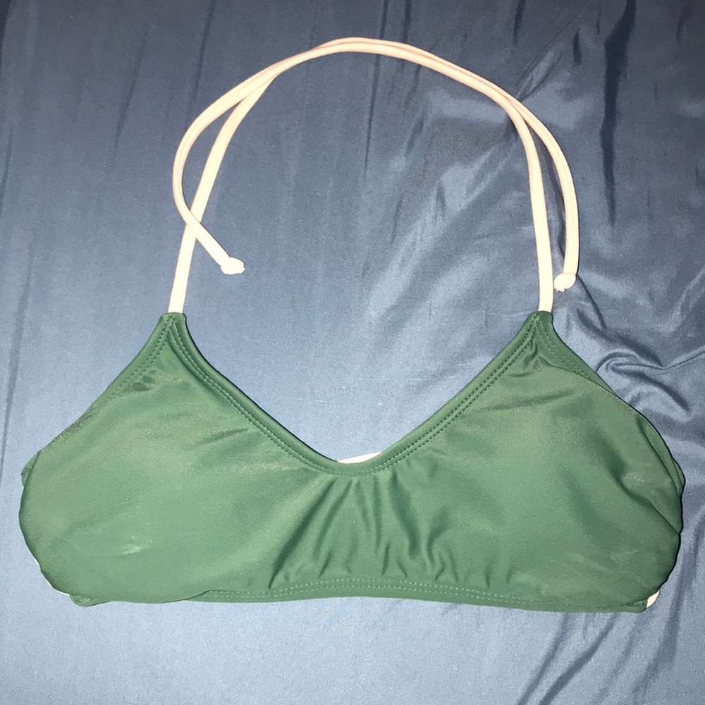 Pink/olive strappy bikini top